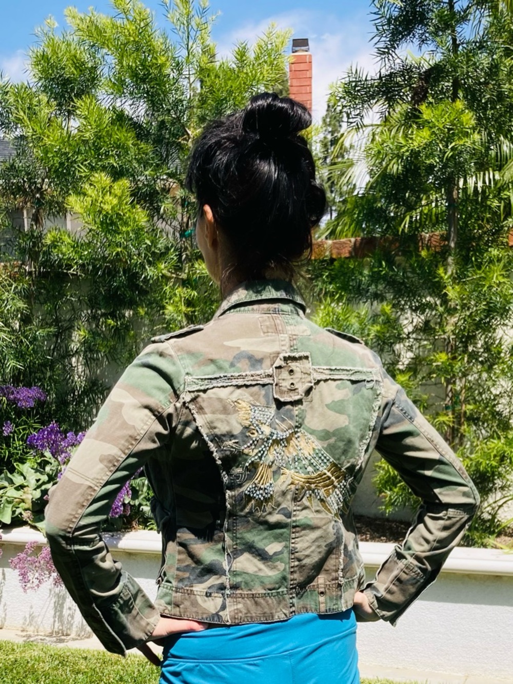 Younique Green Camo Embroidered Utility Jacket